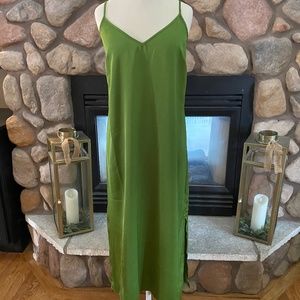 A New Day Dress L Maxi Green Spaghetti Strap NWT